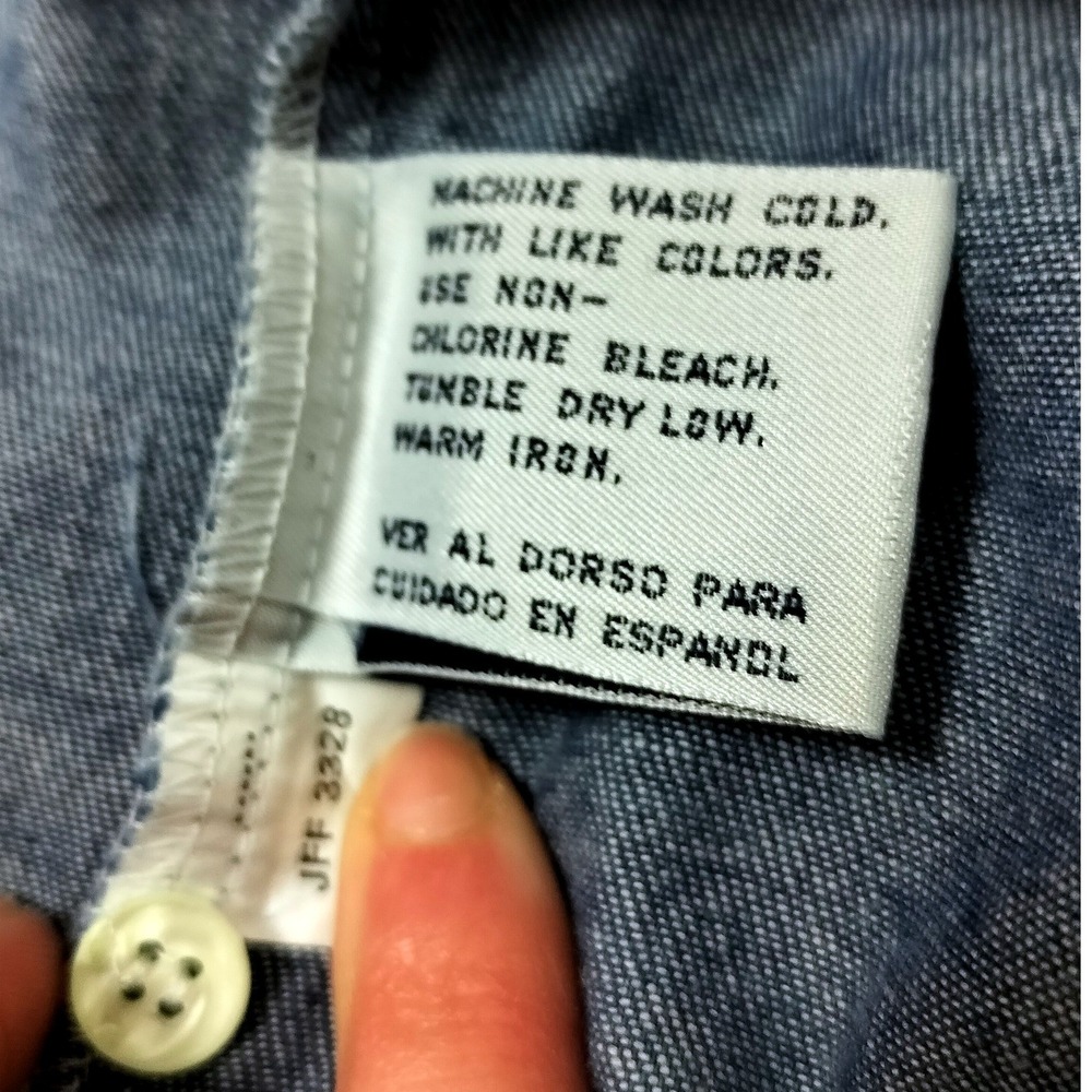 Vintage Denim Shirt Madison Avenue Cotton Velvet Trim Womens Large Blue Floral - Picture 8 of 8